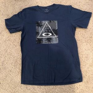 Oakley Navy Short Sleeve Tee with Gray Graphic